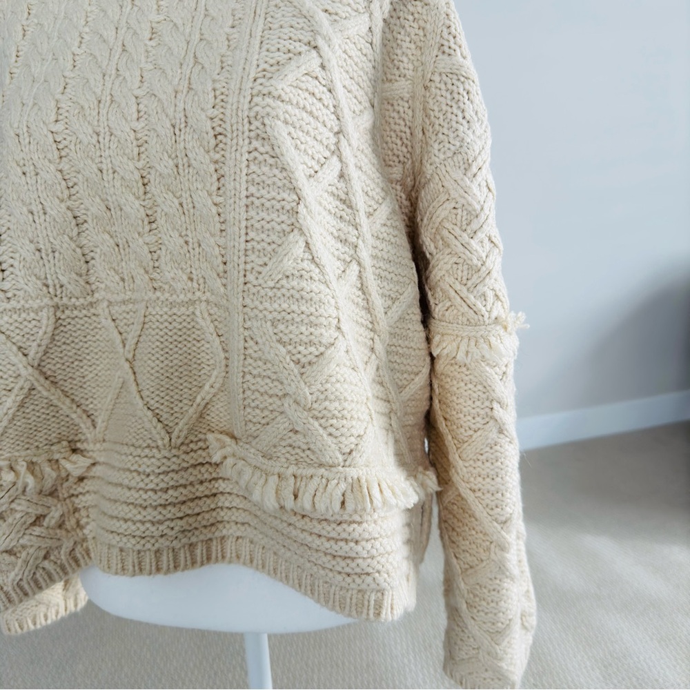 Zara Patchwork Cable Knit Sweater. Size Small Nwot - image 4